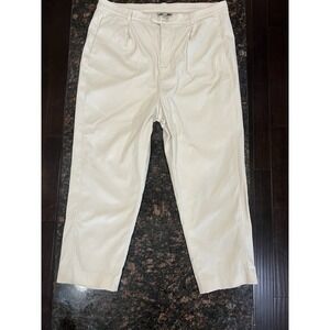 BR x Harbison Women's Beige Ankle Pants Straight Leg Button Accents Lined, chic